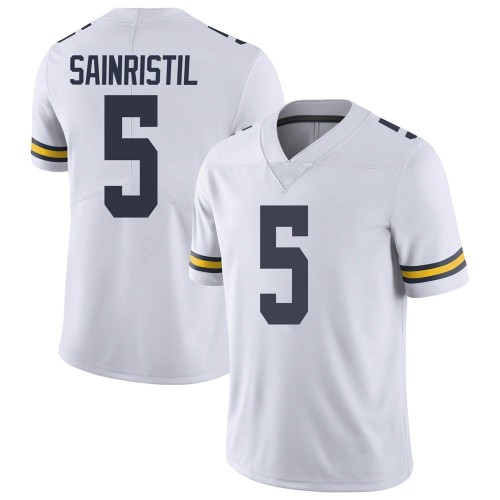 Mike Sainristil Michigan Wolverines Men's NCAA #5 White Limited Brand Jordan College Stitched Football Jersey CGL6254ND